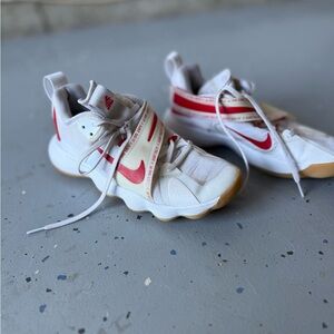 Nike White and Red Athletic Shoes with Breathable Mesh